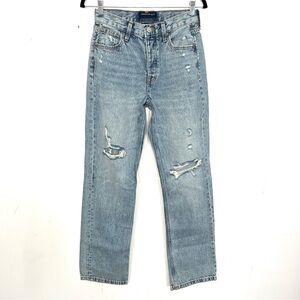 Aeropostale High Rise Baggy Jeans Size 0 Regular Distressed cg